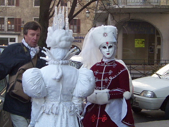 Venetian carnival performers, Annecy, France, February 2008