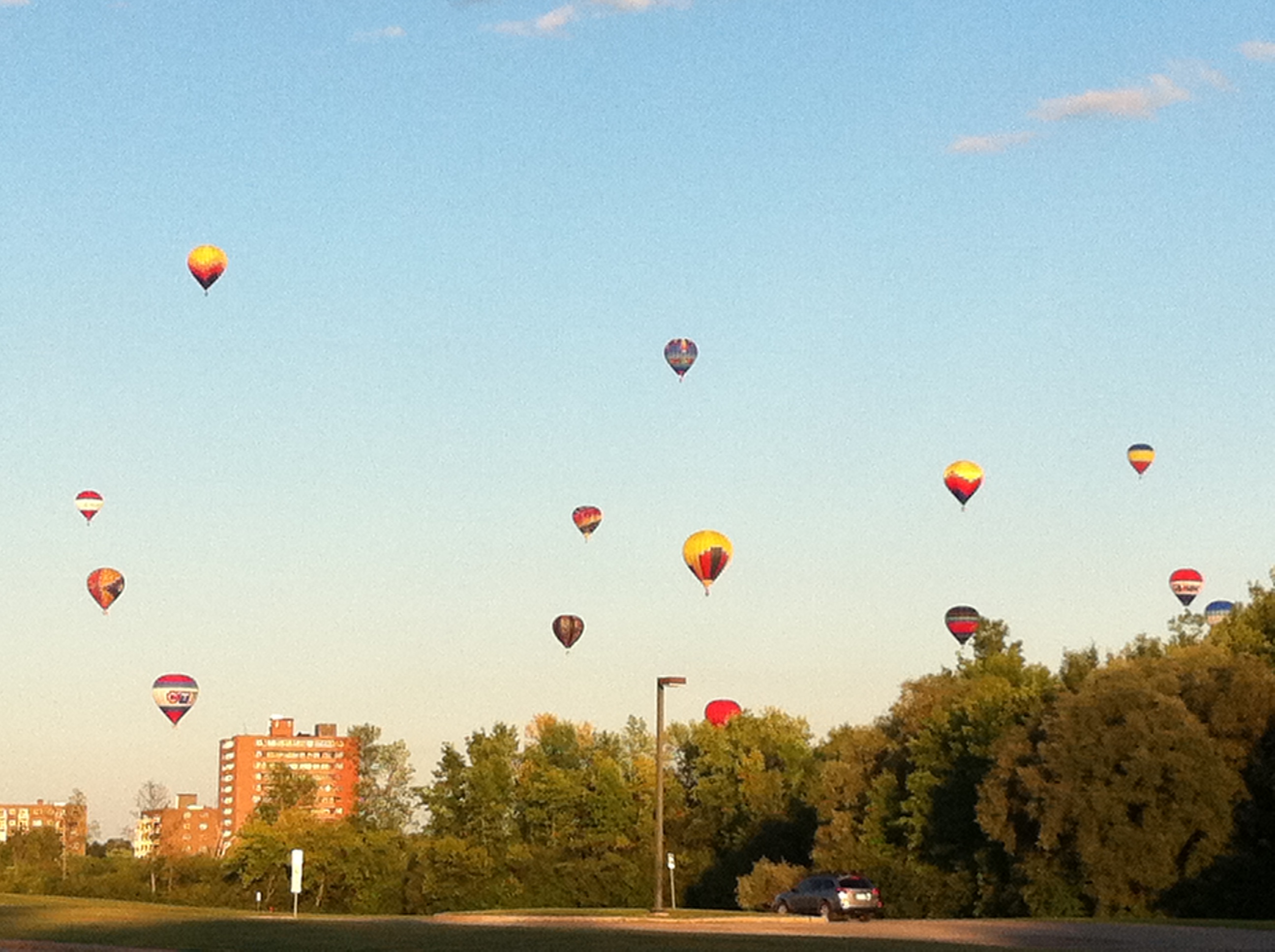 baloons over the Asticou centre fields